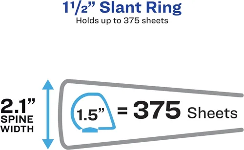 Vista 90 de Avery(R) Carpeta duradera de tapa transparente de 3 argollas inclinadas de 1 pulgadas, 1 carpeta azul claro (17295)