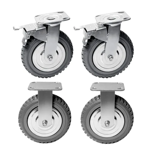 MYOYAY Ruedas giratorias de 8 pulgadas, 4 unidades, ruedas giratorias de goma resistentes, ruedas giratorias de goma antideslizante con rodamiento