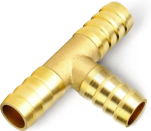 Vista 5 de GASHER 2 Piezas de Conector de Espiga de Manguera de Latón, Conector de Manguera de 3 Vías en T (3/4" x 3/4" x 3/4" Espiga de Manguera) con 6