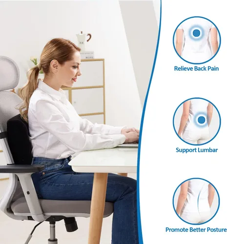 Vista 3 de SAIREIDER Almohada cómoda de apoyo lumbar para silla de oficina, almohadas de respaldo de espuma viscoelástica para coche, silla de juegos, silla