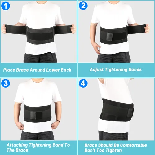Vista 6 de Soporte de espalda para dolor de espalda baja, alivio de apoyo lumbar para dolor de espalda, ciática, hernia de disco, escoliosis y más - Correas