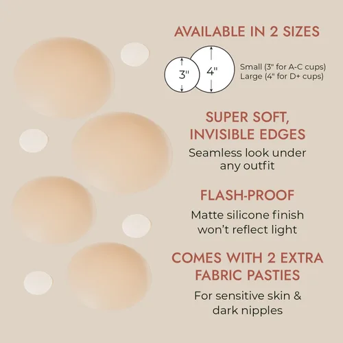 Vista 5 de Orca Beauty Nipple Cover 2 Pairs - Available in 6 Skin Tone, Adhesive Silicone Reusable Nipple Pasties Nipple Covers Stickers
