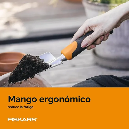 Vista 5 de Fiskars Ergo - Paleta de jardín para excavar y plantar, herramienta de mano de jardinería resistente con agujero para colgar