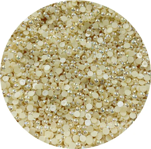 Vista 17 de 1500 piezas de cuentas de media perla beige AB de 4 mm de parte trasera plana para manualidades DIY, cuentas de perlas redondas de plástico