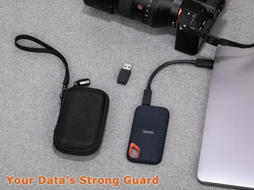Vista 3 de Ginsco Funda ultracompacta exclusiva para SSD portátil Sandisk Extreme E30/E61, compatible con SanDisk Extreme Portable 500G/1TB/2TB/4TB/8TB, funda