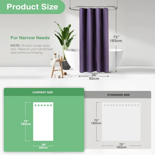 Vista 545 de Cortina de ducha de tela Dynamene verde oscuro - Cortinas de baño de tela de nido de abeja texturizadas resistentes, juego de cortinas de baño