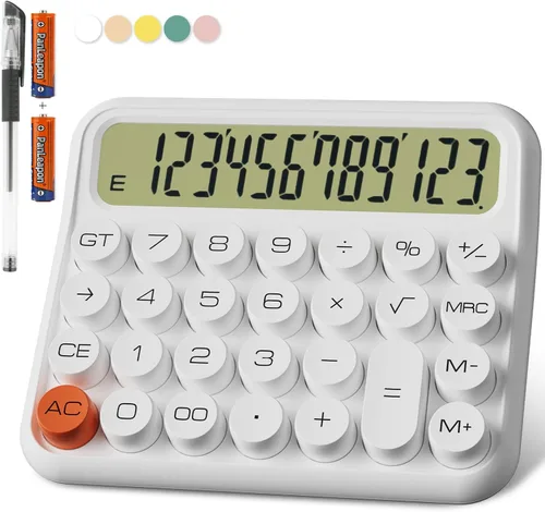 Vista 14 de Calculadora única de batería y solar con memoria de verificación de 120 pasos, 12 dígitos, 2 líneas, extra grande, con botones grandes y pantalla