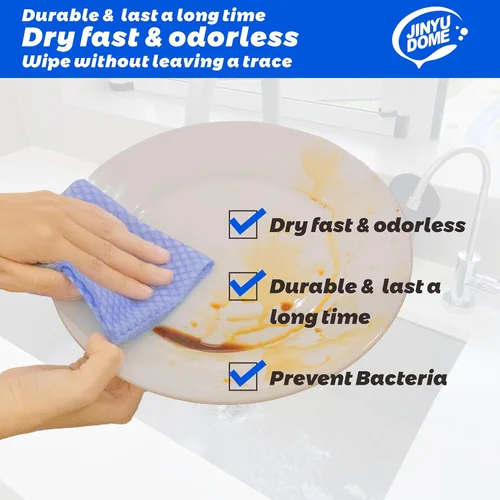 Vista 7 de Paños de limpieza desechables de cocina, paños reutilizables para cocina, baño, limpieza del hogar (azul, paquete de 100 unidades)