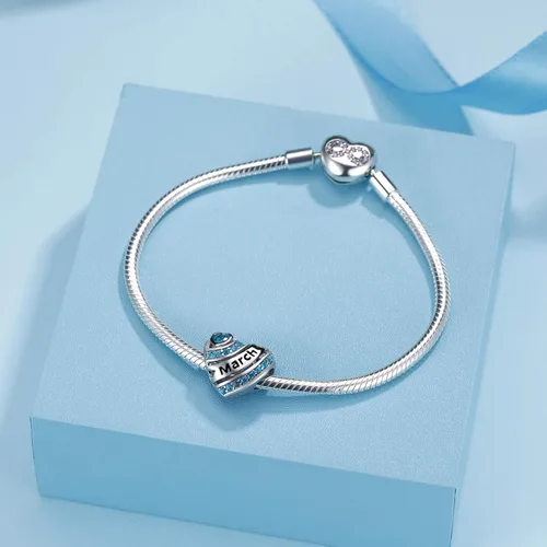 Vista 6 de Dijes de corazón de piedra natal para pulseras y collares plata de ley 925 dijes de cuentas de corazón para pulseras y collares regalos