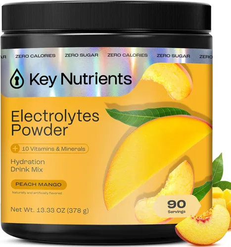 Vista 12 de KEY NUTRIENTS Electrolitos multivitamínicos en polvo sin azúcar - Polvo de electrolitos de naranja ácida - Suplemento de resistencia y energía