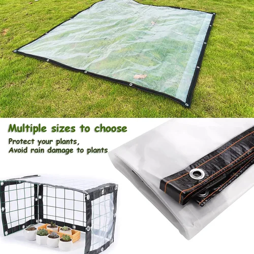 Vista 3 de Lrnn Lona transparente impermeable de 5 x 5 pies, lona de plástico resistente con ojales, lona a prueba de polvo a prueba de lluvia para muebles