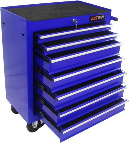 Vista 6 de 7-Drawer Rolling Tool Cart, Mobile Tool Storage Cabinet with Wheels & Locking Drawers, Steel Workshop Trolley with Ball Bearing Slides for Garage