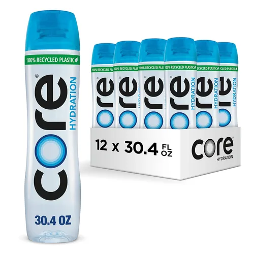 Core Hidratación de núcleo, 30.4 fl. Oz (paquete de 12), agua mejorada en nutrientes, perfecto 7.4 pH natural, ultra-purificado con electrolitos y