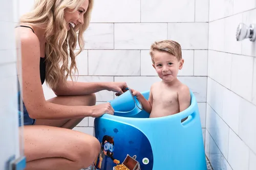 Vista 8 de Vaso de baño de plástico (27.1 fl oz, 27 onzas líquidas) Enjuague en cascada, fabricado en Estados Unidos (azul)