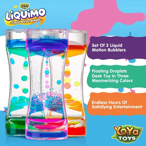 Vista 7 de YoYa Toys Liquimo - Liquid Motion Bubbler - 3 Pack - Sensory Fidget Desk Toy for Kids & Adults - Relaxing Hourglass Timer Tubes - Calming Visual