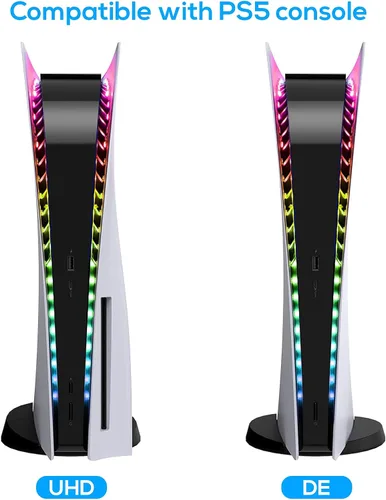 Vista 2 de FYOUNG Luz LED para PS5, tira de luz RGB para decoración de consola PS5 con 5050 luces LED, tiras de luces flexibles para consola PS5