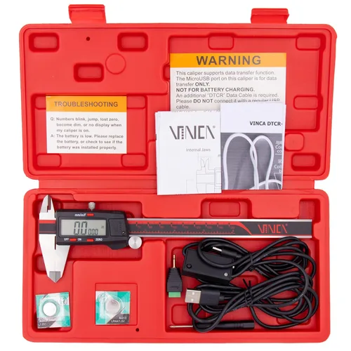 Vista 8 de Calibrar digital Vinca de grado IP54, DCLA-0605 de 6 pulgadas/150 mm, conversión de pulgadas/milímetros/fracción, acero inoxidable, pantalla LCD