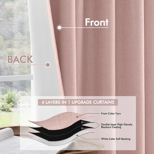 Vista 5 de MIULEE Cortinas 100% opacas de 63 pulgadas de largo, 2 paneles para dormitorio, cortina gruesa negra para oscurecer la habitación, pestaña trasera