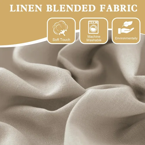 Vista 6 de H.VERSAILTEX Cortinas de lino con lazos de 63 pulgadas de largo, cortina de privacidad texturizada de lino natural, múltiples formas de colgar