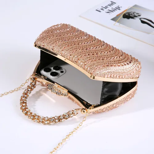 Vista 5 de Dreubea Bolso de noche brillante para mujer, bolso de noche con diamantes de imitación de moda