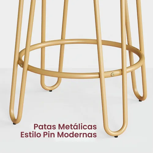 Vista 10 de Yaheetech Juego de 2 taburetes de bar, taburetes de terciopelo con patas