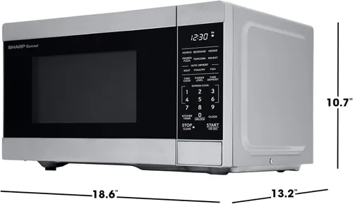 Vista 7 de Horno microondas de sobremesa SHARP con bandeja giratoria de carrusel extraíble de 10.6", 900 vatios, 0.9 pies cúbicos, acero inoxidable