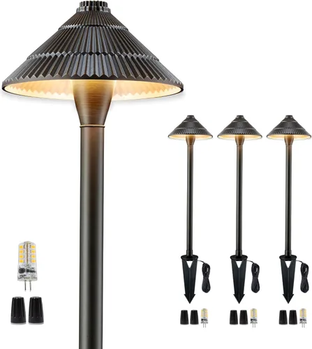 Vista 21 de Gardenreet Luces de camino de bajo voltaje de latón, luces LED de camino de paisaje, luces de patio al aire libre impermeables IP65, 12 V con cable