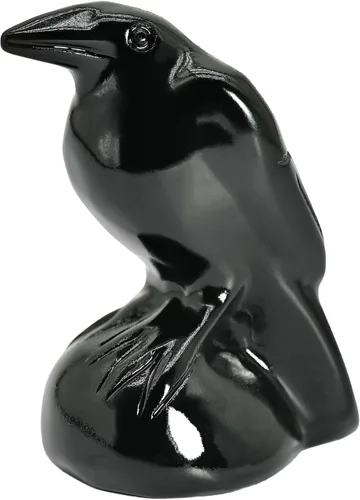 Vista 7 de Flame Stone Crystal Raven Statue 2" Natural Crystal Crow Figurine Healing Stone Raven Halloween Decor Office Home Decor Gift Collect