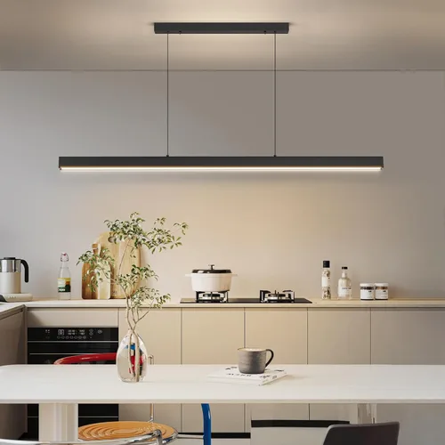 Vista 8 de Lámpara colgante lineal LED moderna, lámpara de techo de 47 pulgadas con control remoto de 3000K-6500K temperatura de color ajustable luz de isla