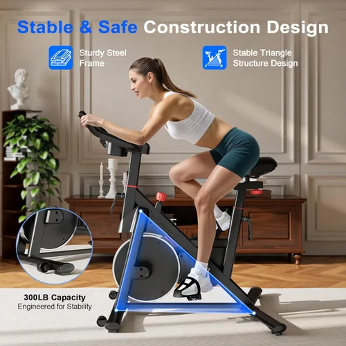 Vista 2 de Bicicleta de Ejercicio, Bicicleta de Ciclismo Interior con 32 Niveles de Resistencia Magnética Ajustable, Bicicleta de Ciclo con Capacidad