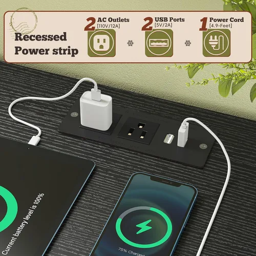 Vista 5 de Romorgniz Cómoda de 55 pulgadas de ancho para dormitorio con 9 cajones, soporte de TV LED con tomas de corriente para TV de 45, 55, 65 pulgadas