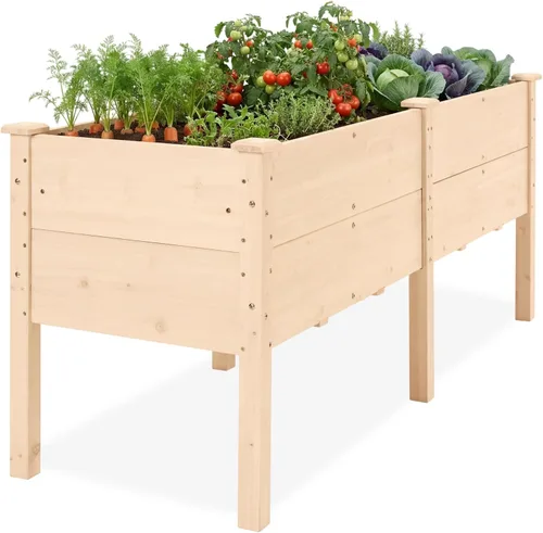 Vista 10 de Best Choice Products Cama de jardín elevada de 48 x 24 x 30 pulgadas con profundidad extra profunda de 16 pulgadas, soporte para maceta de madera