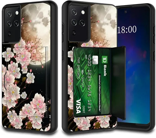 Vista 8 de Funda tipo cartera negra con diseño de gato y luna para Samsung Galaxy S21 Ultra (6.8"), Galaxy S30 Ultra Wallet Funda para teléfono, tarjetero