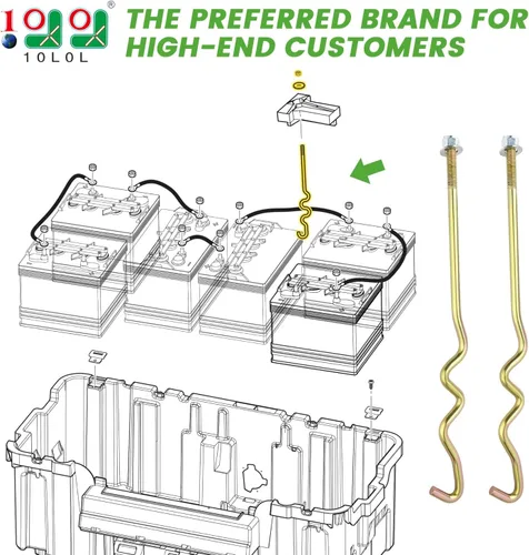 Vista 2 de Barra de retención de batería para carrito de golf con tuercas para Club Car Precedent Electric Years 2008.5 – Up Replacement OEM # 1033577-01