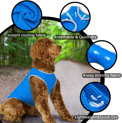 Vista 2 de Paquete de 2 camisas refrescantes para perros, camisas transpirables y ligeras para perros medianos y niños, camisas de protección solar sin mangas