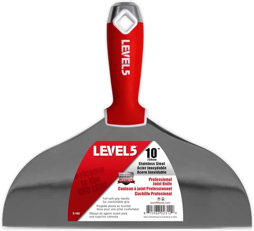 Vista 2 de Cuchillo para juntas de paneles de yeso de acero inoxidable de agarre suave de 1 pulgada - LEVEL5 Grado profesional Herramienta de mano