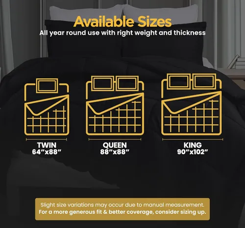 Vista 7 de Utopia Bedding Juego de edredón King – Juego de edredón negro de 3 piezas tamaño King – El relleno de edredón alternativo incluye 1 edredón