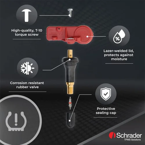 Vista 3 de Schrader 20153 Sensor de monitoreo de presión de neumáticos (TPMS) de repuesto de goma a presión de neumáticos (TPMS) 315 Mhz - General Motors (GM)