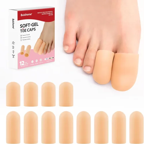 Vista 13 de Bukihome 12 protectores de dedos de los pies, tapones de silicona para amortiguar ampollas de los dedos, maíz, callo, dedos de martillo, ideales