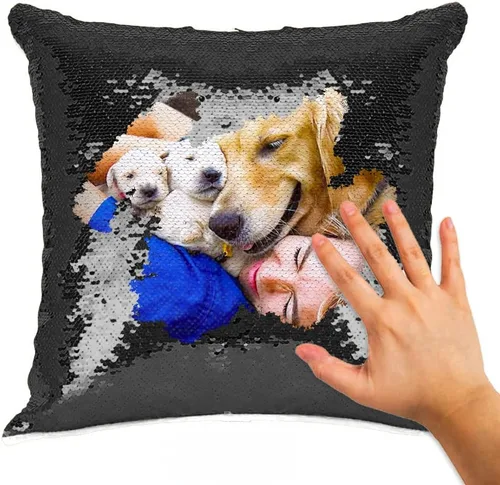 Almohadas de lentejuelas personalizadas, fundas de cojín decorativas, regalos con fotos personalizadas para mamá, mejor amiga, familia, cualquier