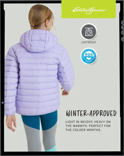 Vista 6 de Eddie Bauer CirrusLite - Chaqueta de plumón resistente a la intemperie para niñas, acolchado con aislamiento acolchado de burbujas (3-20)