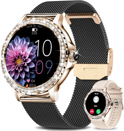 Smart Watches for Women (Answer/Make Calls), 1.3” Fitness Tracker Watch with Heart Rate/Blood Pressure/SpO2/Sleep Monitor, IP68 Waterproof Smart