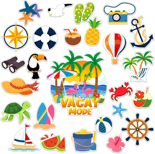 Vista 18 de Qyeahkj 26Pcs Imanes de Puerta de Verano de Playa de Crucero, Imanes Magnéticos de Puerta de Crucero de Verano de Playa para Coche, Nevera