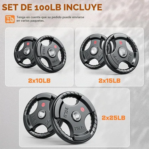 XDDIAS Placas de peso de goma para barra, placa de agarre olímpico de 2 pulgadas para entrenamiento de fuerza, levantamiento de pesas y culturismo 25