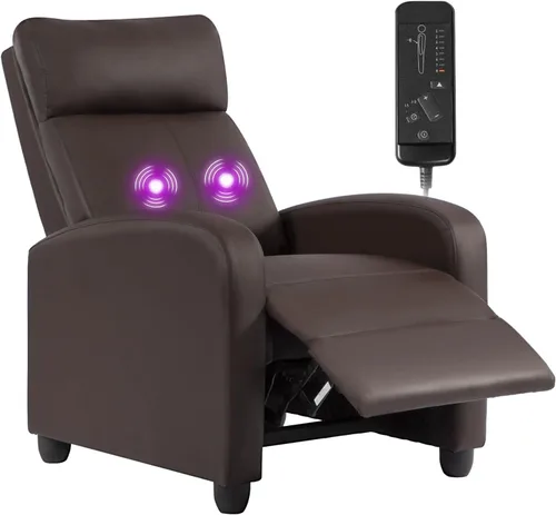 Vista 22 de BestMassage Silla reclinable con función de masaje de 2 puntos Negra con soporte lumbar, respaldo ajustable, reposabrazos anchos, reposapiés