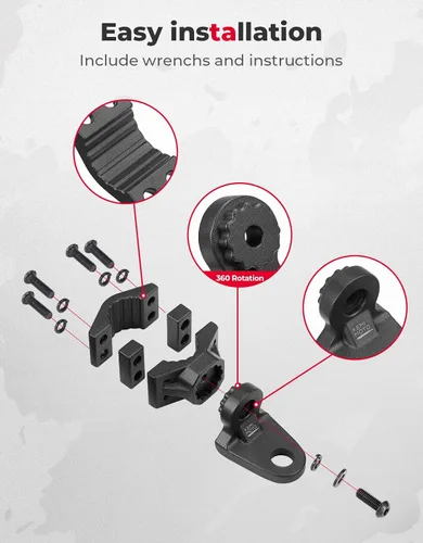 Vista 7 de KEMIMOTO Soporte de látigo para ATV, soportes de luz de bandera de alta resistencia para riel de manillar de 2.22 cm/2.54 cm/2.86 cm, soporte