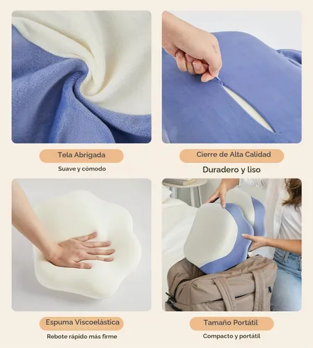 Vista 5 de Almohadas de embarazo para dormir, almohada de espuma viscoelástica para maternidad con soporte para la espalda, el vientre y las caderas, almohada