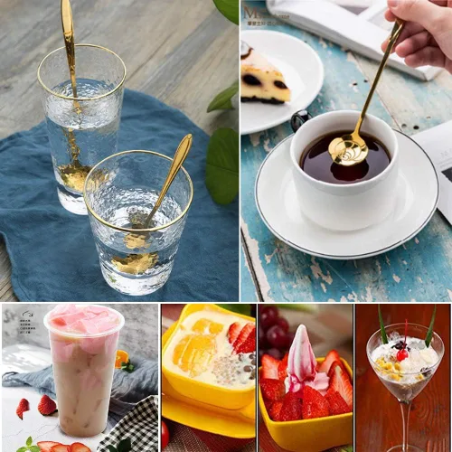 Vista 4 de dealcase Juego de 4 cucharaditas de café, cucharas de café, cucharas para revolver bebidas para té, pasteles, azúcar, postres, helados, cócteles