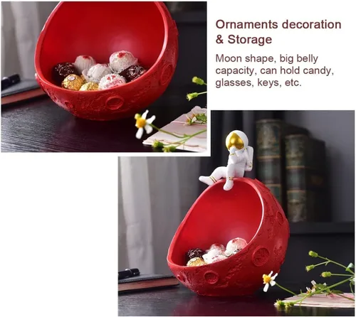 Vista 2 de YCKEGEW Almacenamiento de escritorio vacío para pasillo, billeteras para teléfonos celulares, bandeja de astronauta, adornos decorativos para llaves