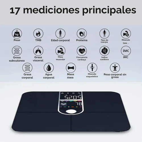 Vista 2 de Báscula inteligente con IMC masa muscular de grasa corporal, báscula digital de peso para baño con analizador preciso de composición corporal de 17
